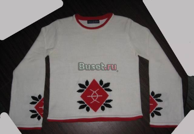 Джемпер белый с орнаментом.Размер 46 Москва