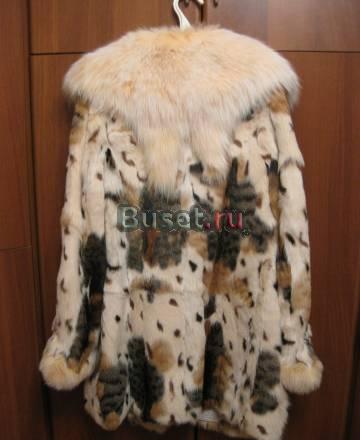Шуба кроличья, воротник - лиса. новая Москва