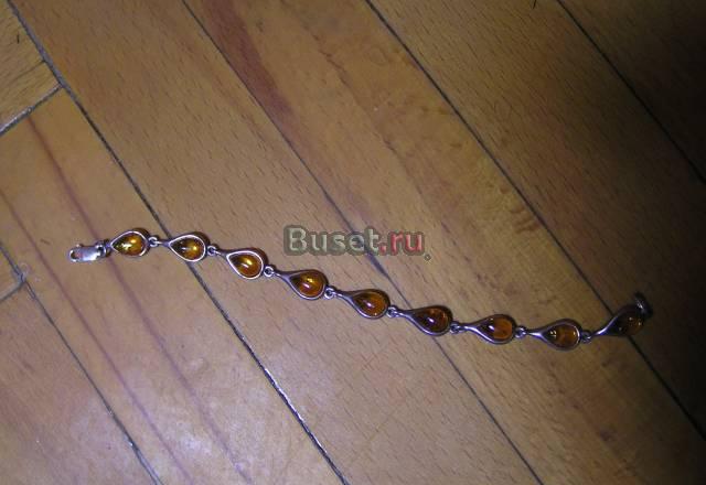 Браслет серебро с янтарем 19 см примерно Москва