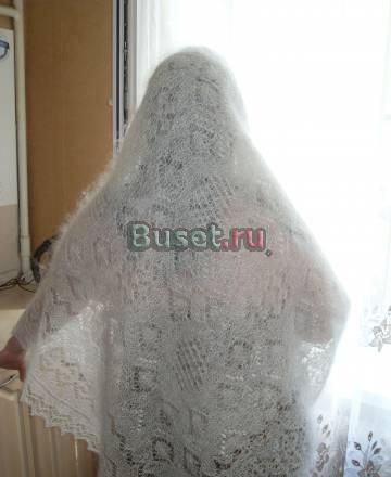 Оренбургский пуховый платок. Белоснежный, настоящи Москва