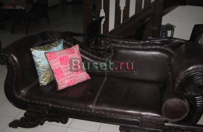 Диван кожа красное дерево ручная резьба Москва