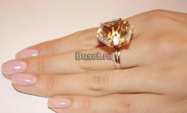 Кольцо с бриллиантами и натуральным цитрином Санкт-Петербург
