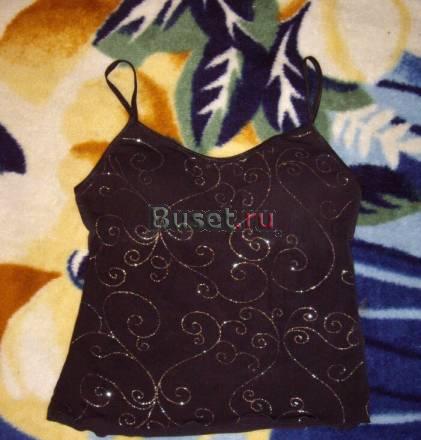 Черный топ на тонких бретелях с бюстье, р. 46 Москва