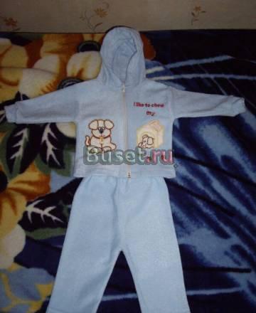 Голубой "махровый" костюмчик х/б, рост 74 Москва