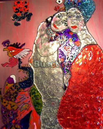 Витраж. Картина из стекла. Подруги. Густав Климт Москва