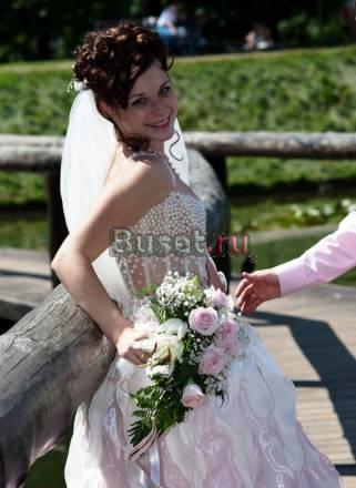 Свадебное платье розовое с жемчугом, р.40-44 Москва