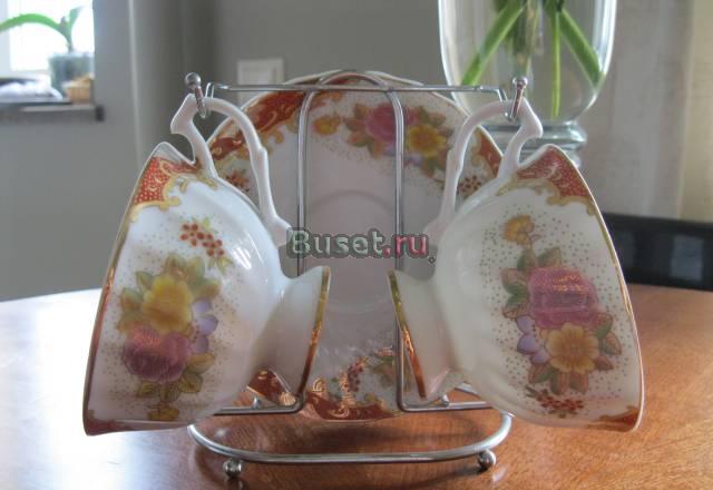 Две чайные пары на подставке Москва