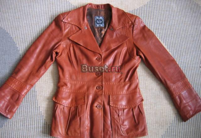 Куртка - пиджак кожаная коричневого цвета Москва
