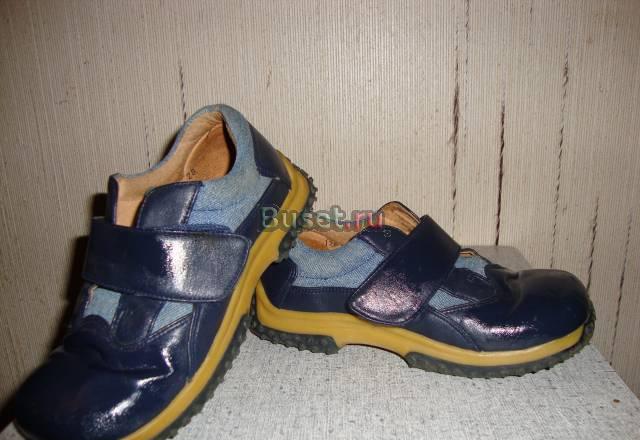 Ботинки из кожи со вставками из джинсовой ткани Москва