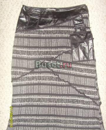Стильная вязанная юбка с кожаными отделками Москва