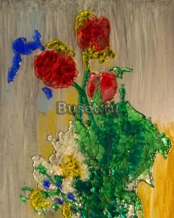 Витраж - картина из стекла. Весенний букет Москва