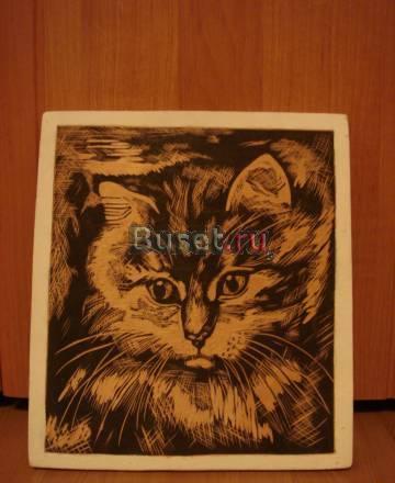 Картина "Кошка" - резьба по дереву Москва