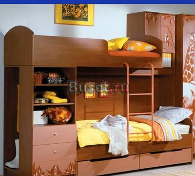 Двухъярусная кровать СМ-1 блочная со шкафом Москва