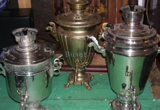 Самовар старинный, с подстаканниками, утюг,чайник Москва