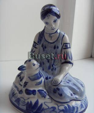 Гжель. Аленушка. Редкая статуэтка. Гербовая печать Москва