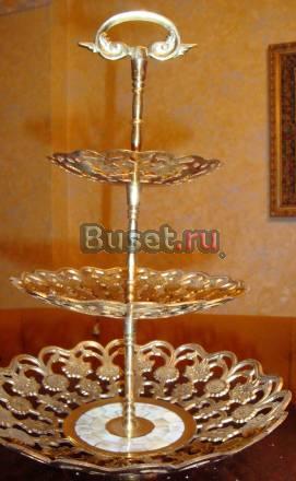 Ваза из бронзы с перламутром 3 яруса,ажурная Москва