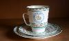Костяной фарфор СССР, чашка и 2 блюдца превью 105422.