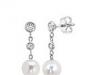 Серьги- натуральный жемчуг с фианитами в серебре превью 657831.