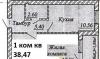 Превью 1-комнатная квартира 38,47 кв.м. ЖК "Южный дом" Краснодар - 2