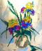 Витраж. Картина из стекла. Ирисы в вазе превью 1479069.